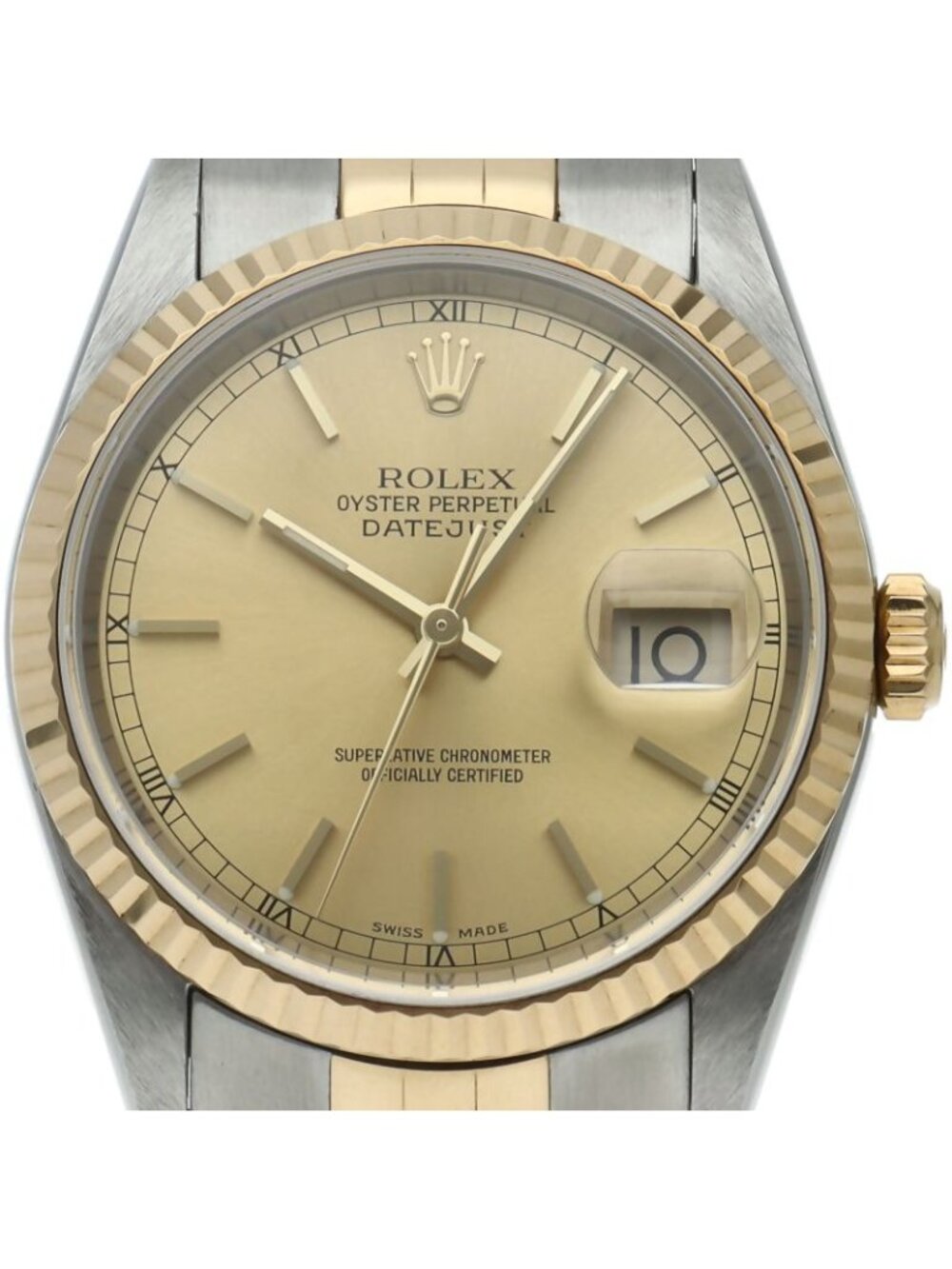 Rolex Datejust Watch 18k Yellow Gold SS Champagne